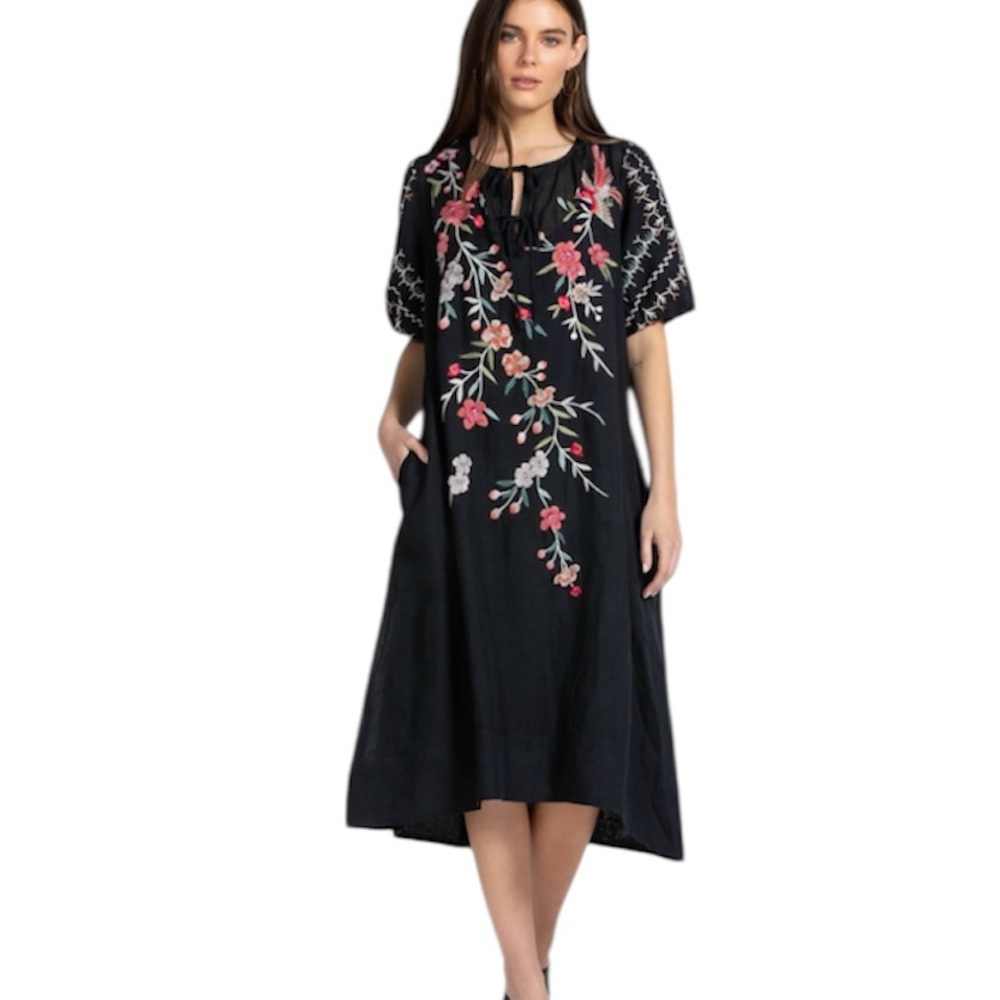 Johnny Was Cherri Tie Neck Dress
